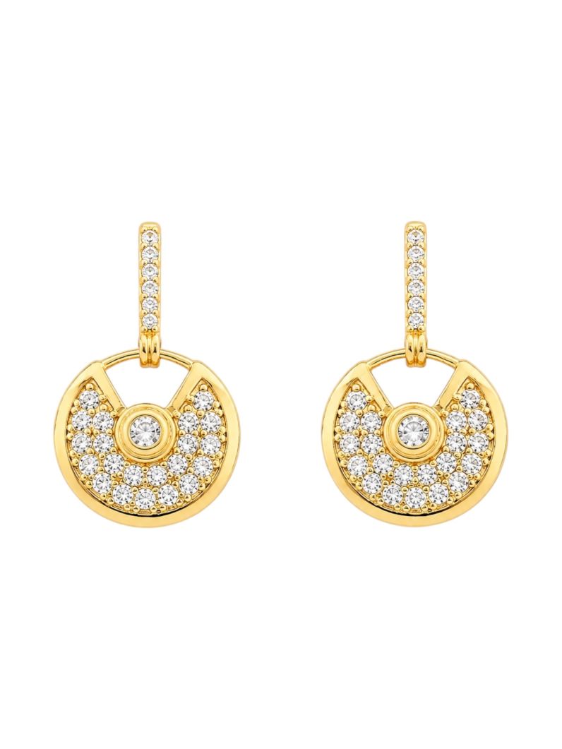 Brinco Folheado a Ouro 18k e Prata Circulo Cravejado