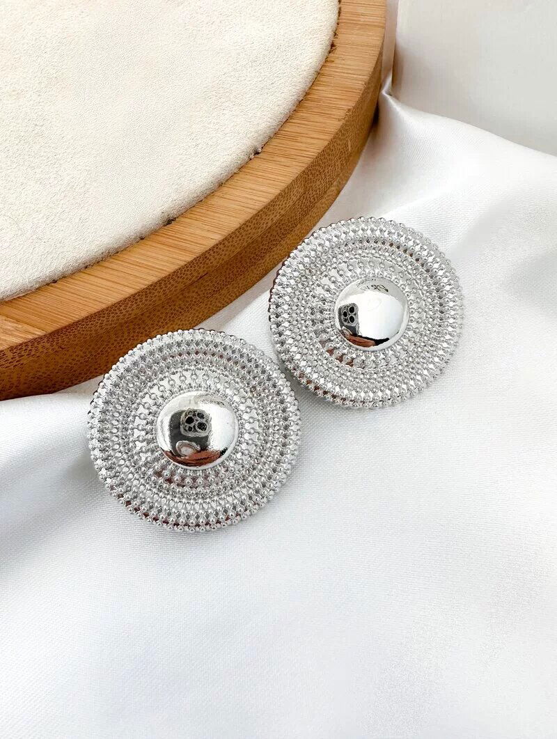 brinco folheado a ouro 18k e prata circulo design girassol