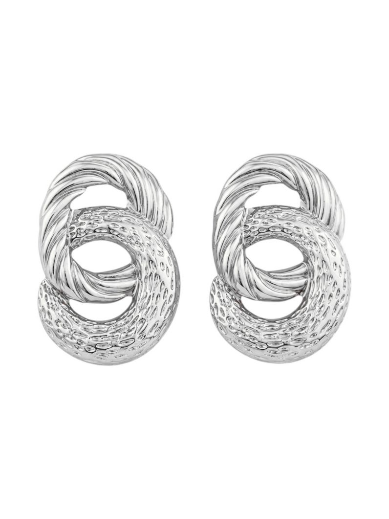 Brinco Folheado a Ouro 18k e Prata Circulo Duplo Texturizado