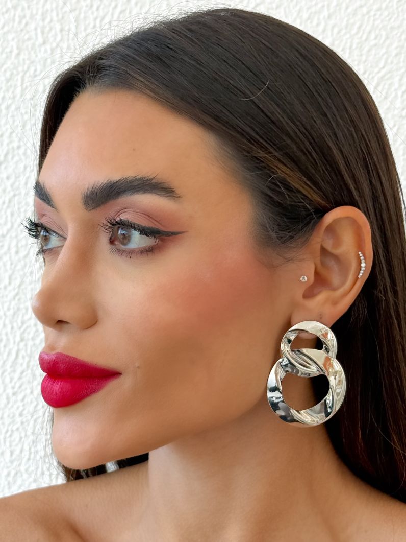 Brinco Folheado a Ouro 18k e Prata Círculo Duplo Vazado
