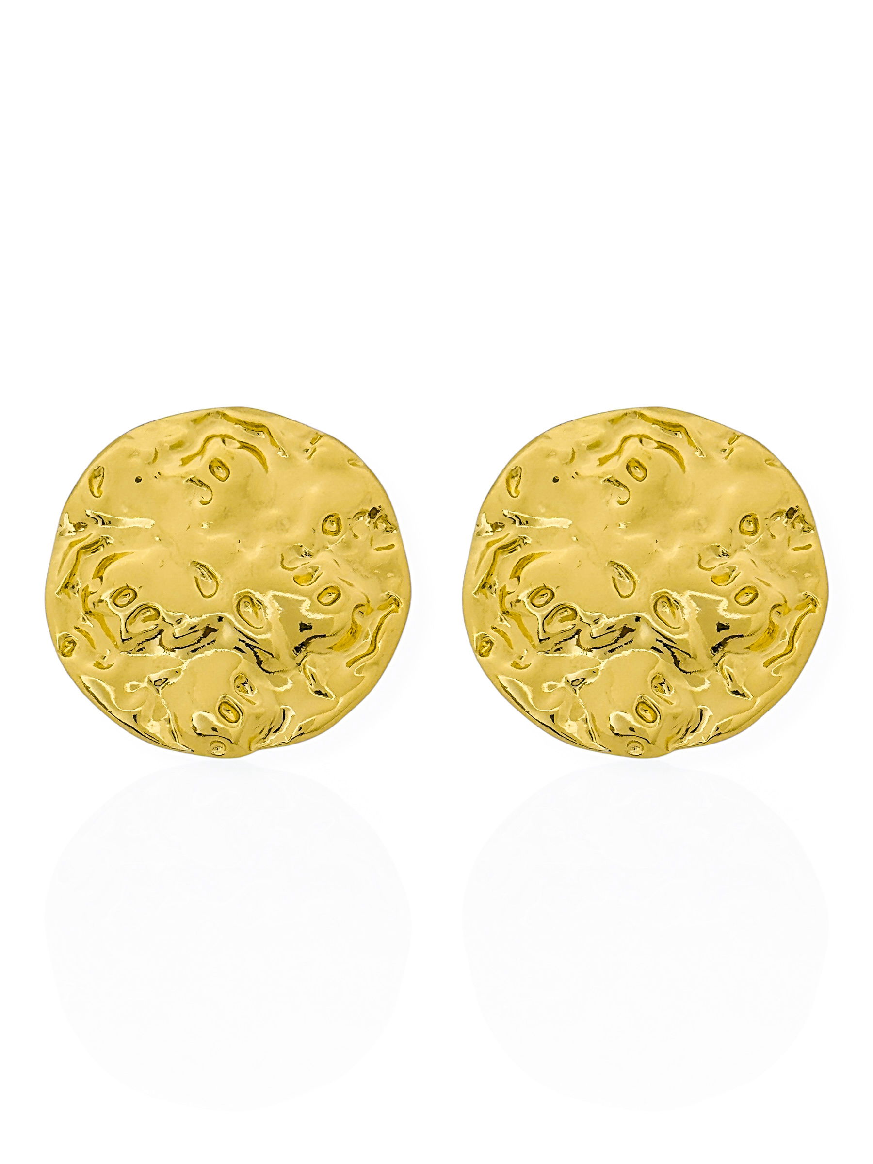 Brinco Folheado a Ouro 18k e Prata Círculo Martelado