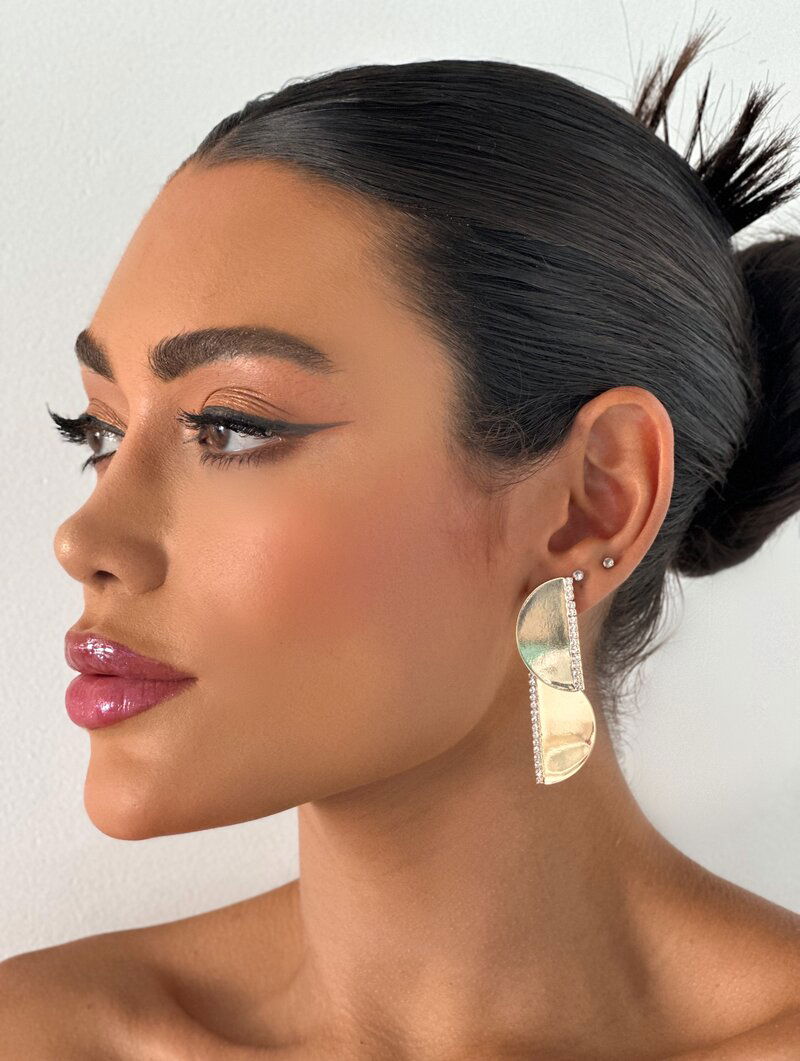 Brinco Folheado a Ouro 18k e Prata Circulo Movél com Micro Zircônias