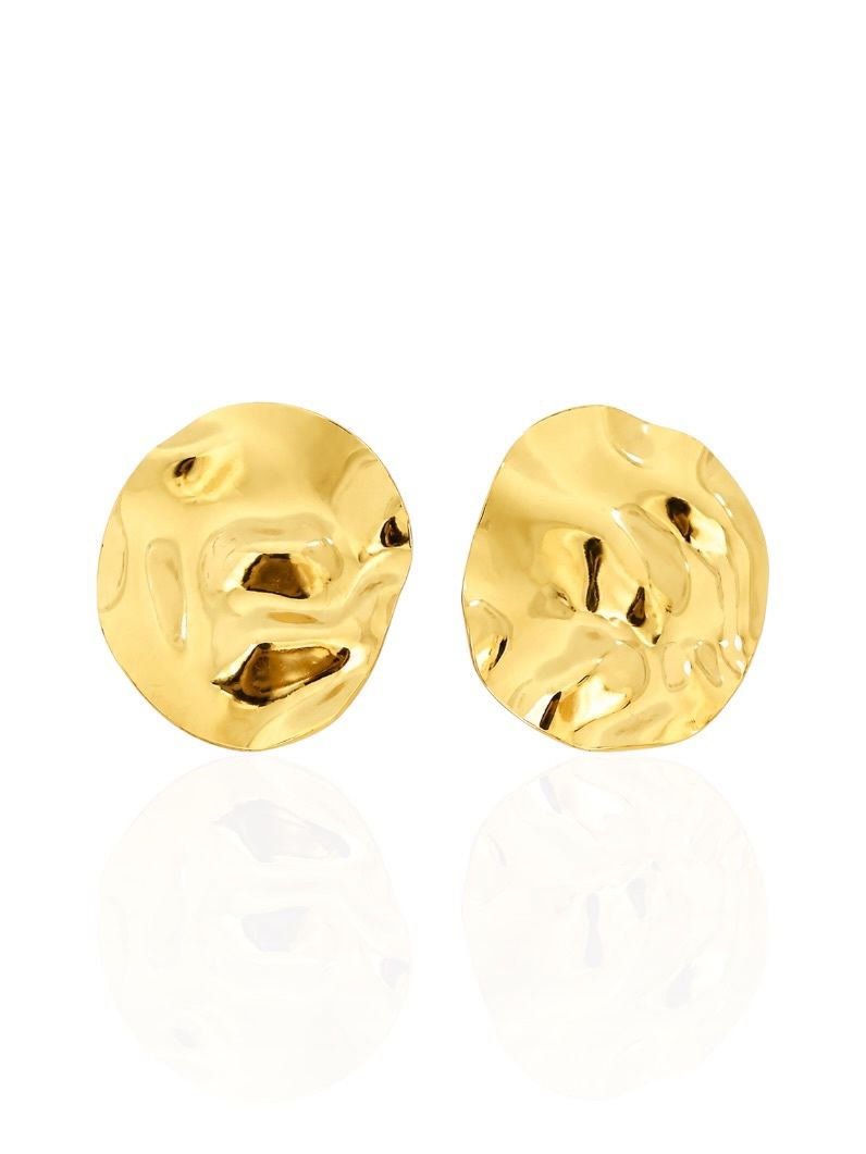 Brinco Folheado a Ouro 18k e Prata Circulo Organico Martelado