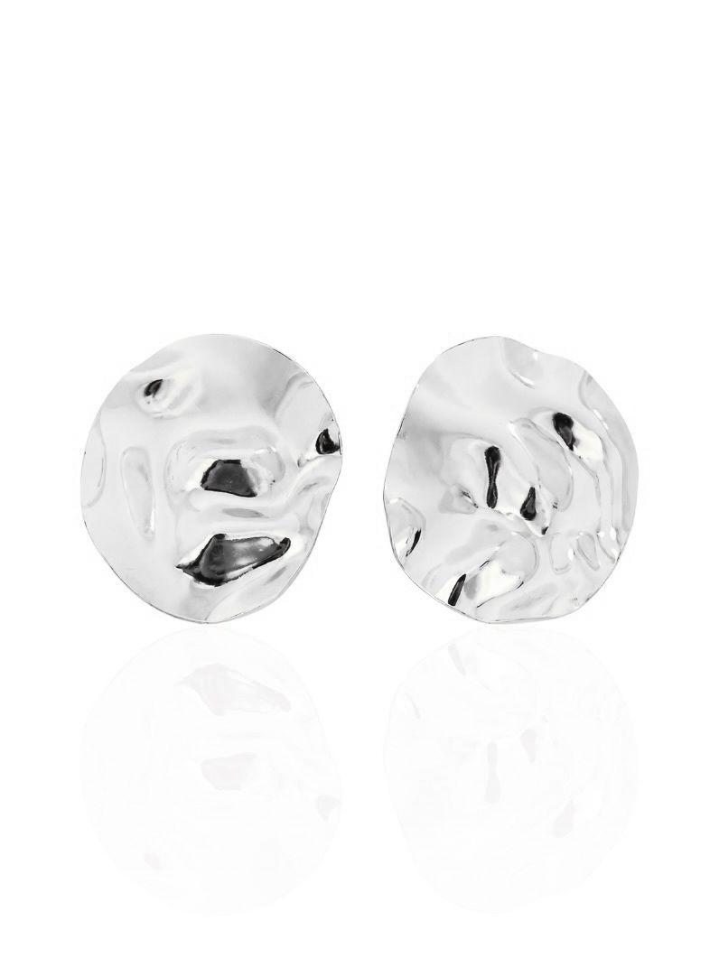 Brinco Folheado a Ouro 18k e Prata Circulo Organico Martelado