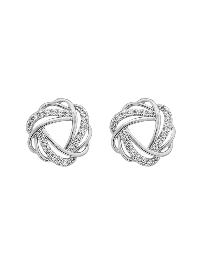 Brinco Folheado a Ouro 18k e Prata Circulo Trançado Cravejado