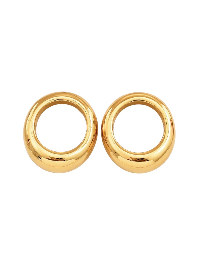 Brinco Folheado a Ouro 18k e Prata Circulo Vazado