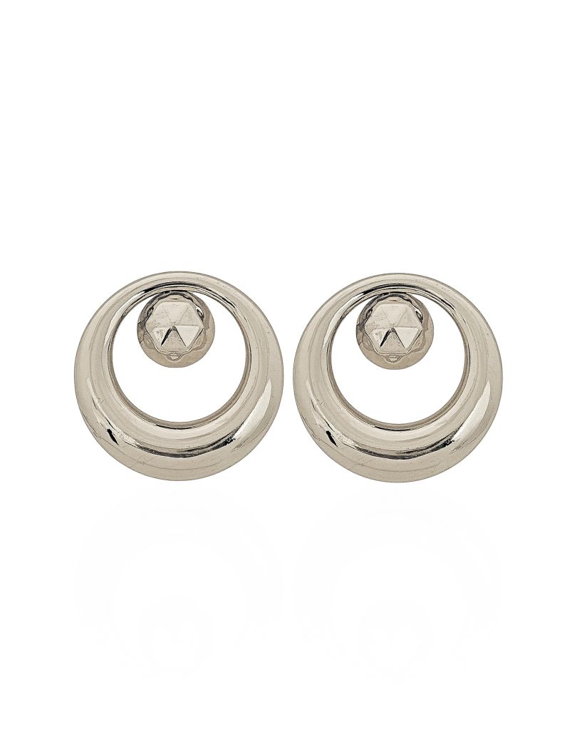 Brinco Folheado a Ouro 18k e Prata Círculo Vazado Com Esfera