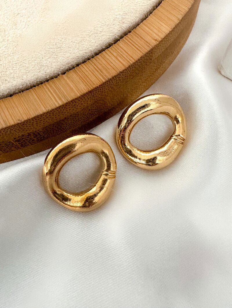 Brinco Folheado a Ouro 18k e Prata Circulo Vazado Liso