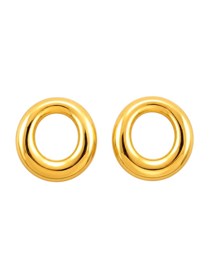 Brinco Folheado a Ouro 18k e Prata Circulo Vazado Organico