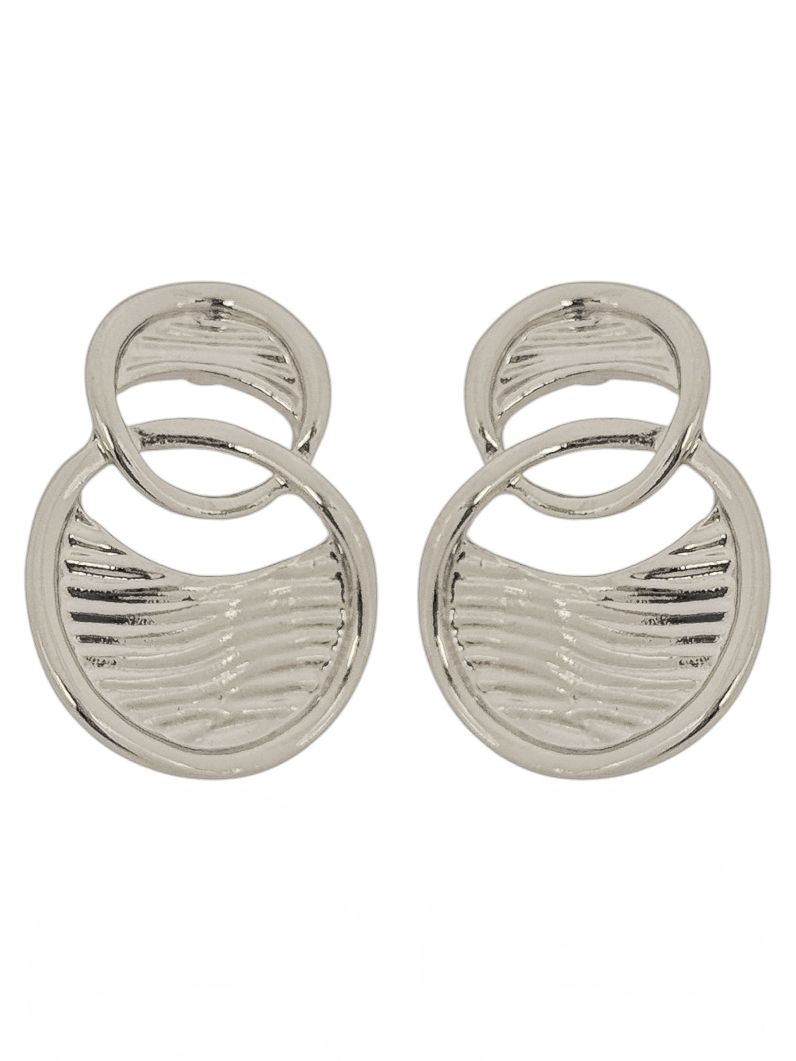 Brinco Folheado a Ouro 18k e Prata Circulos Detalhados
