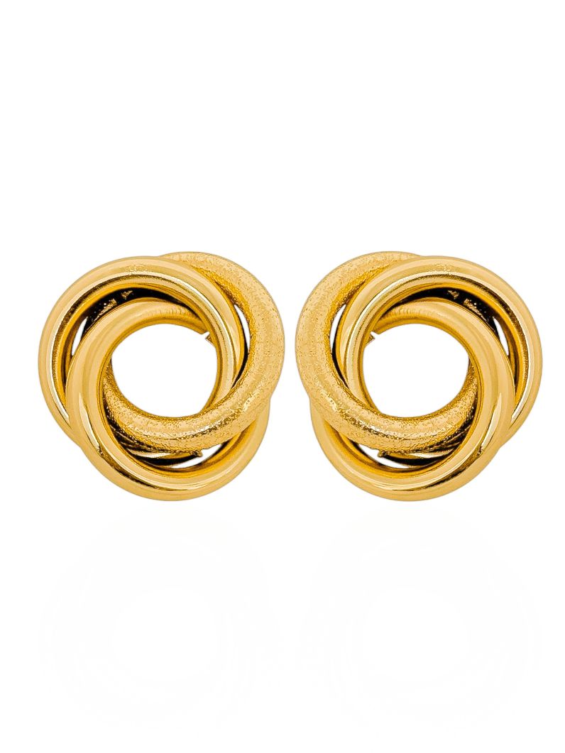Brinco Folheado a Ouro 18k e Prata Círculos Lisos e Texturizados