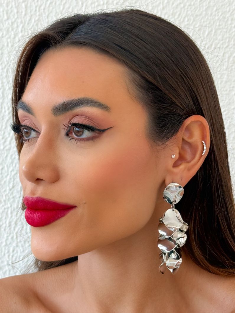 Brinco Folheado a Ouro 18k e Prata Circulos Longo