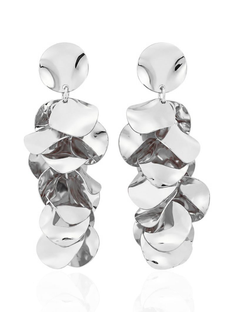 Brinco Folheado a Ouro 18k e Prata Circulos Longo