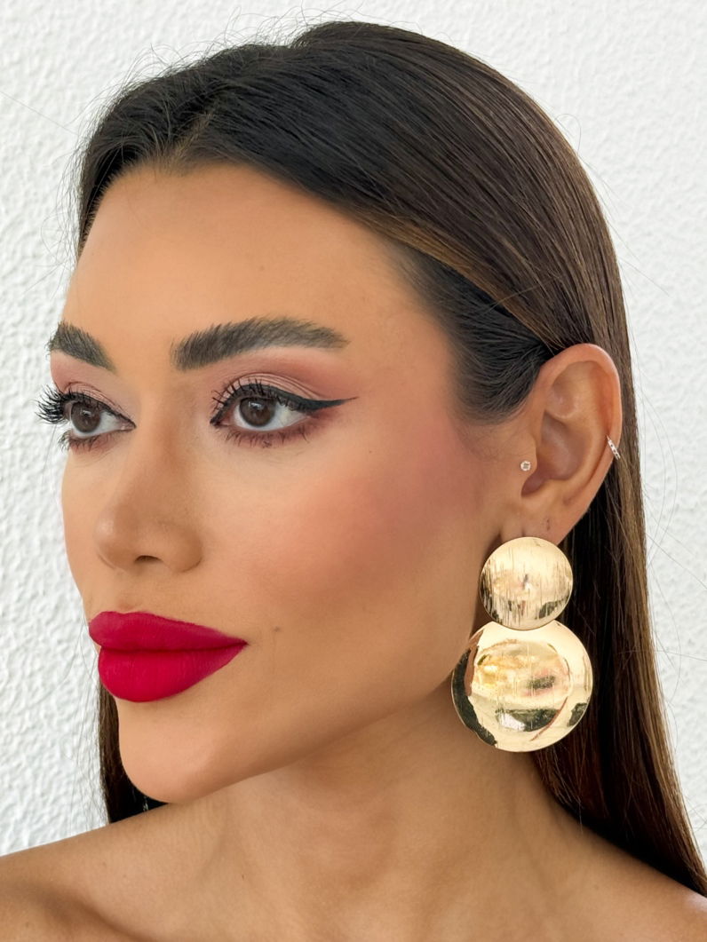 Brinco Folheado a Ouro 18k e Prata Círculos Texturiados