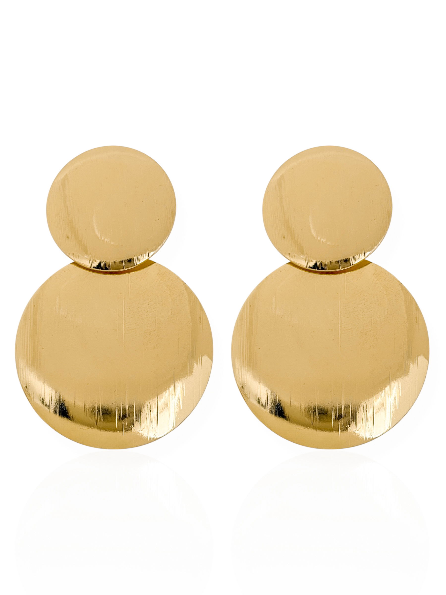 Brinco Folheado a Ouro 18k e Prata Círculos Texturiados