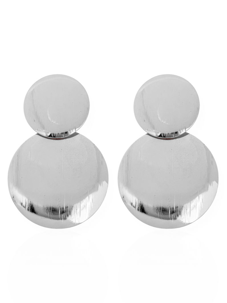 Brinco Folheado a Ouro 18k e Prata Círculos Texturiados