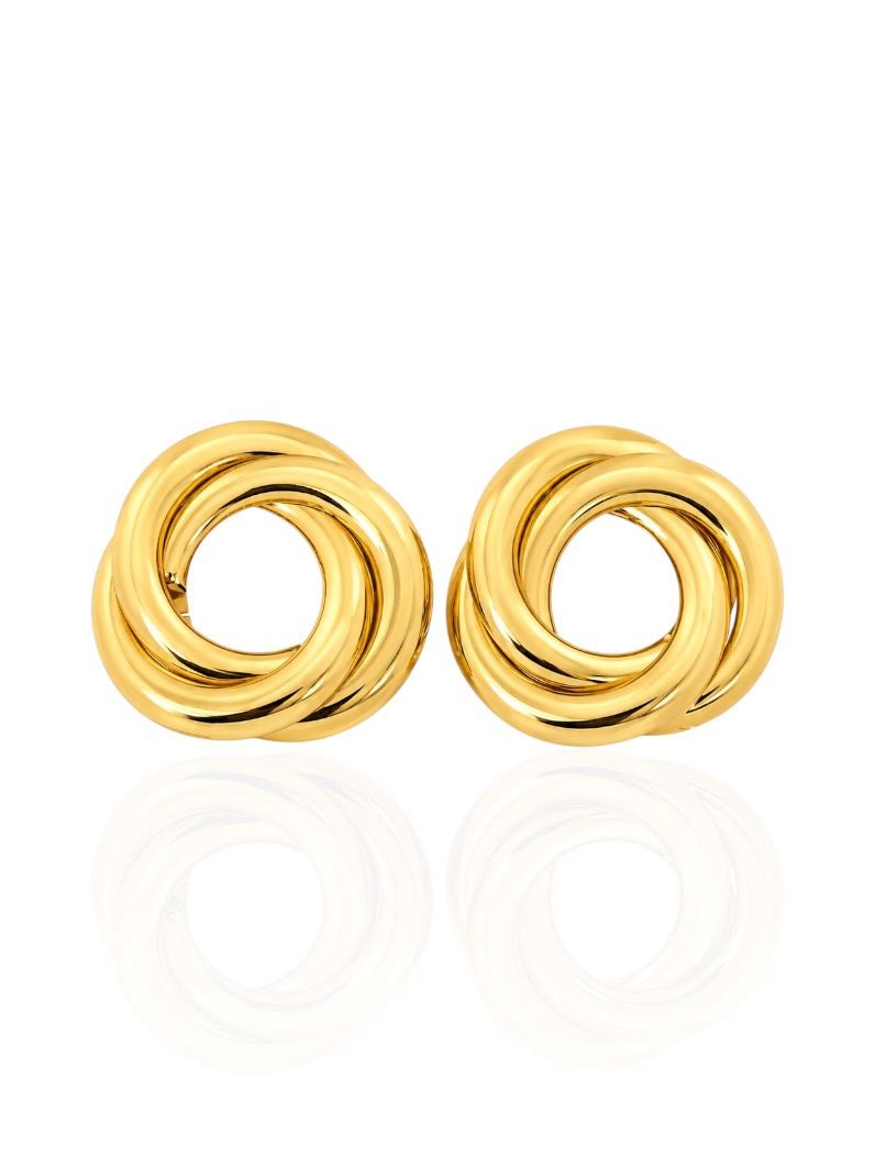 Brinco Folheado a Ouro 18k e Prata Circulos Vazado