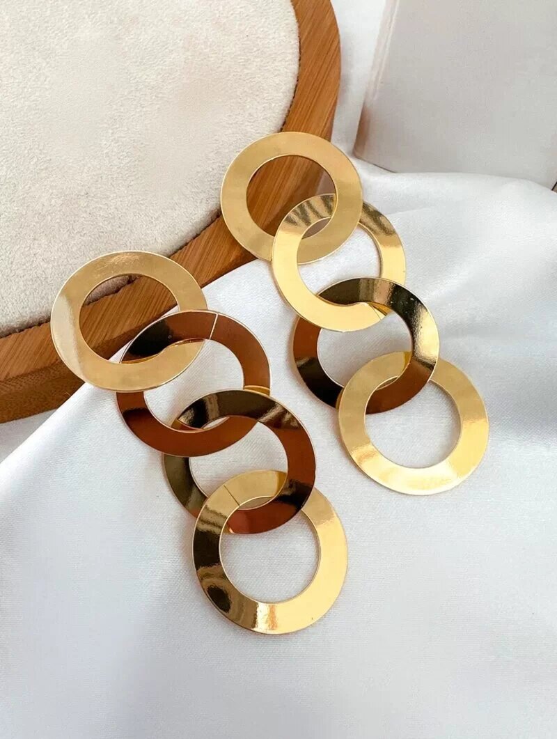 BRINCO FOLHEADO A OURO 18K E PRATA CIRCULOS VAZADOS