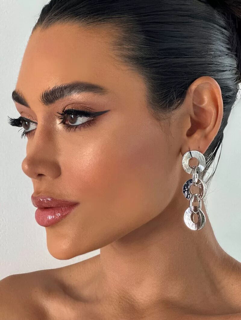 Brinco Folheado a Ouro 18k e Prata Circulos Vazados Texturizados