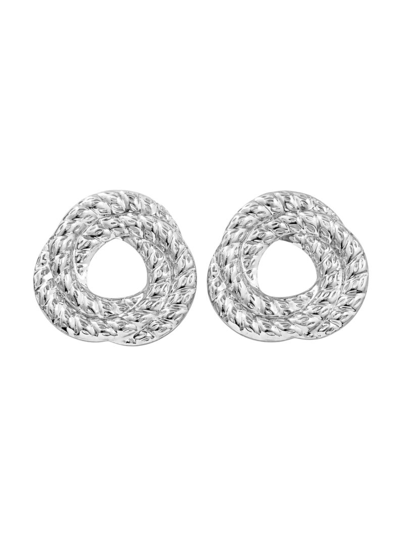 Brinco Folheado a Ouro 18k e Prata Circulos Vazados Texturizados