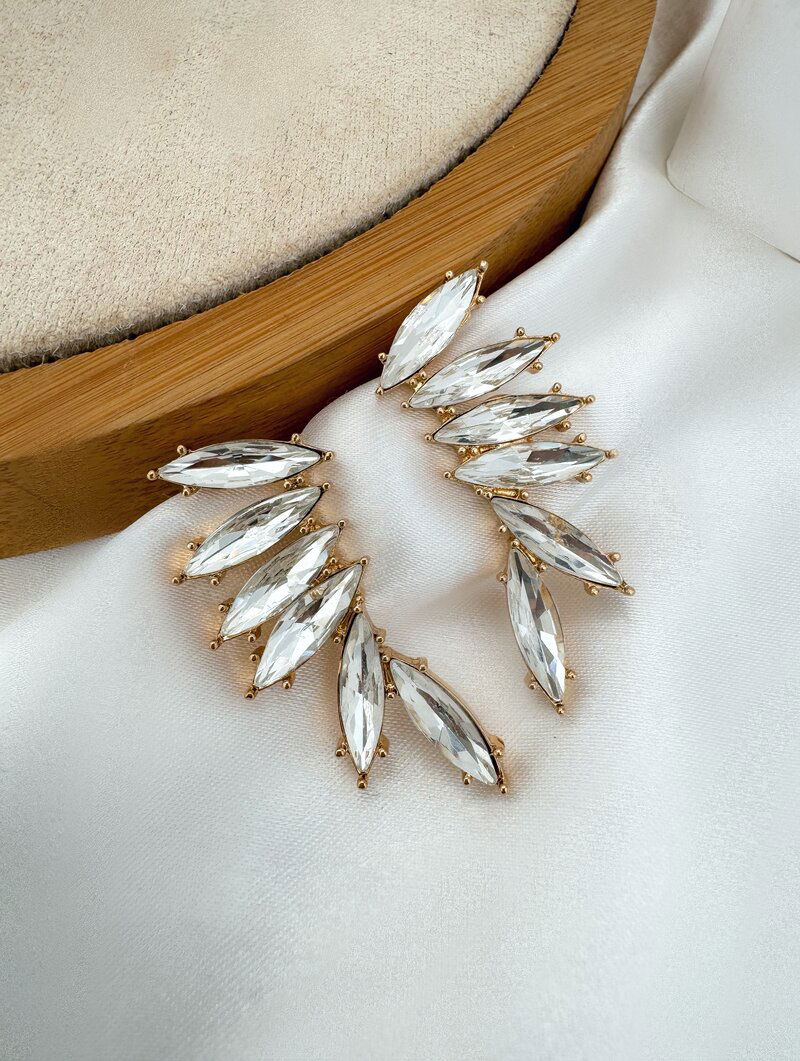 Brinco Folheado a Ouro 18k e Prata com Pedras em Chaton