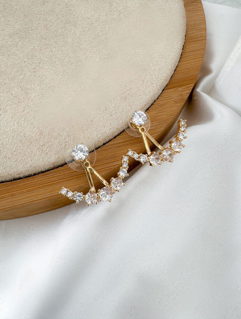 Brinco Folheado a Ouro 18k e Prata com Zircônias Cristais