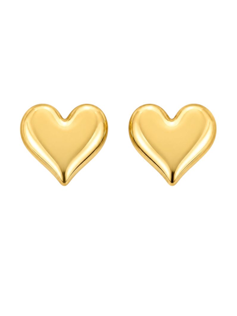 Brinco Folheado a Ouro 18k e Prata Coração Liso