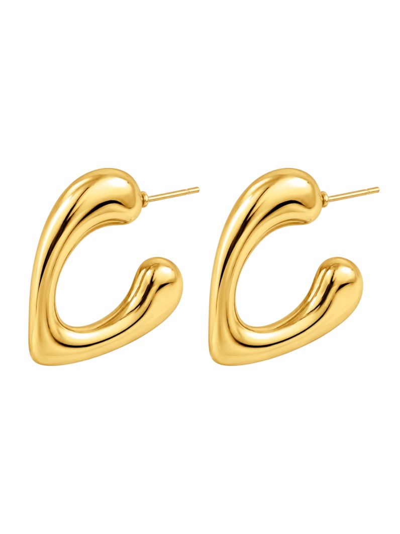 Brinco Folheado a Ouro 18k e Prata Coração Organico