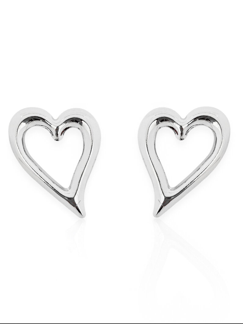 Brinco Folheado a Ouro 18k e Prata Coração Vazado