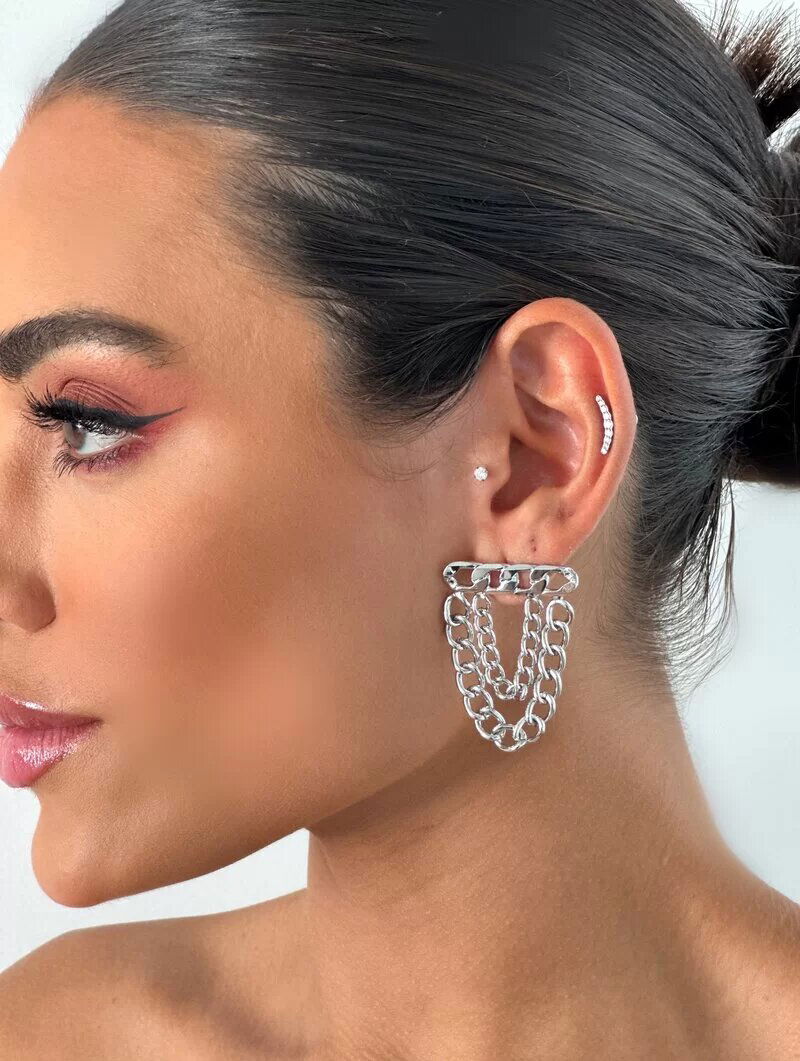 Brinco Folheado a Ouro 18k e Prata Correntaria