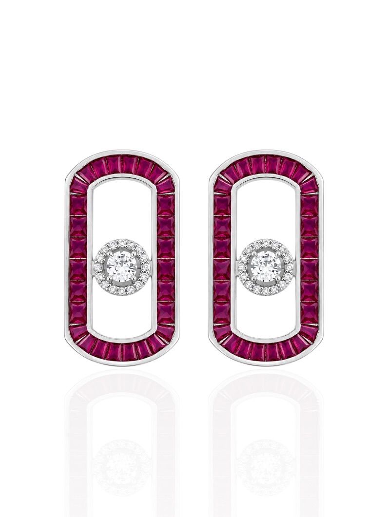 Brinco Folheado a Ouro 18k e Prata Cravejado Com Microzirconia Coloridos