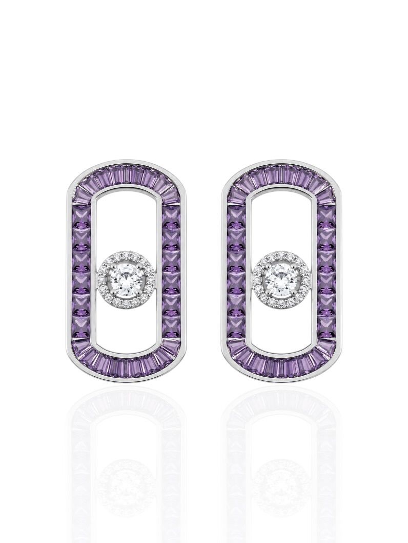 Brinco Folheado a Ouro 18k e Prata Cravejado Com Microzirconia Coloridos