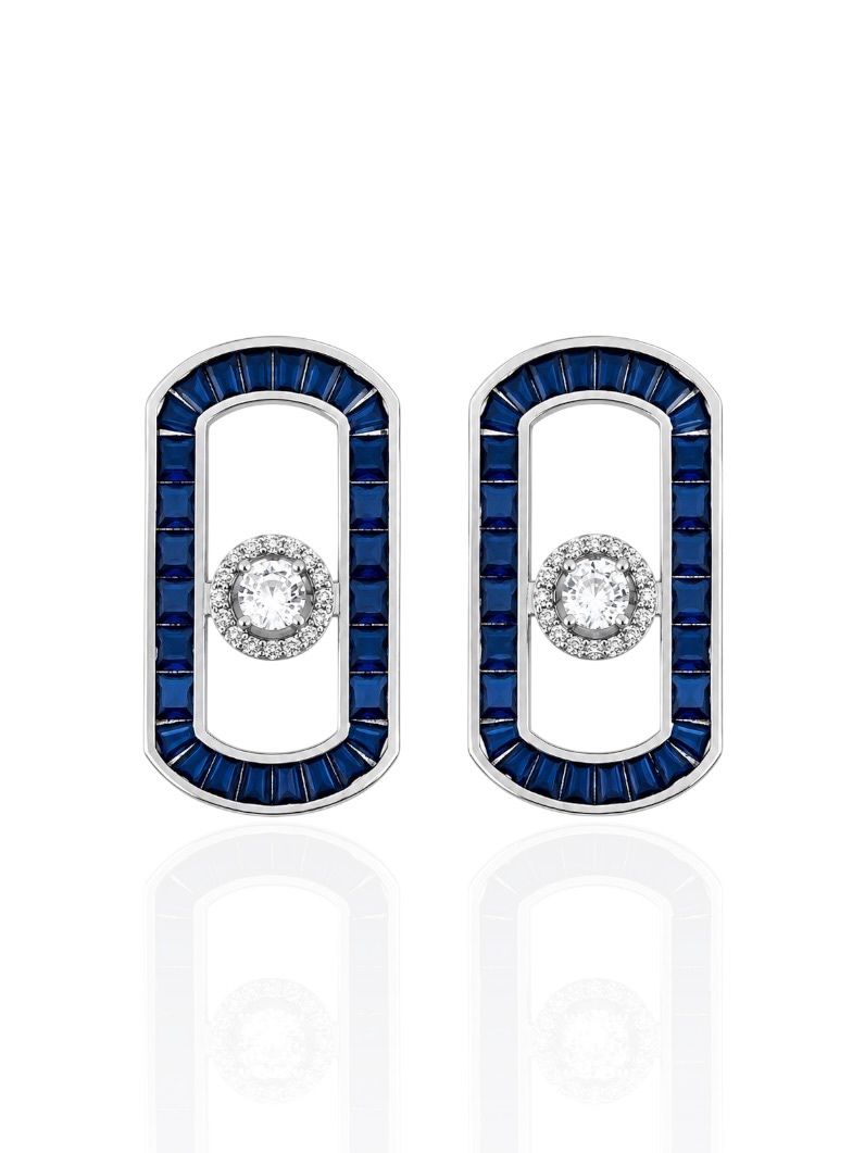 Brinco Folheado a Ouro 18k e Prata Cravejado Com Microzirconia Coloridos