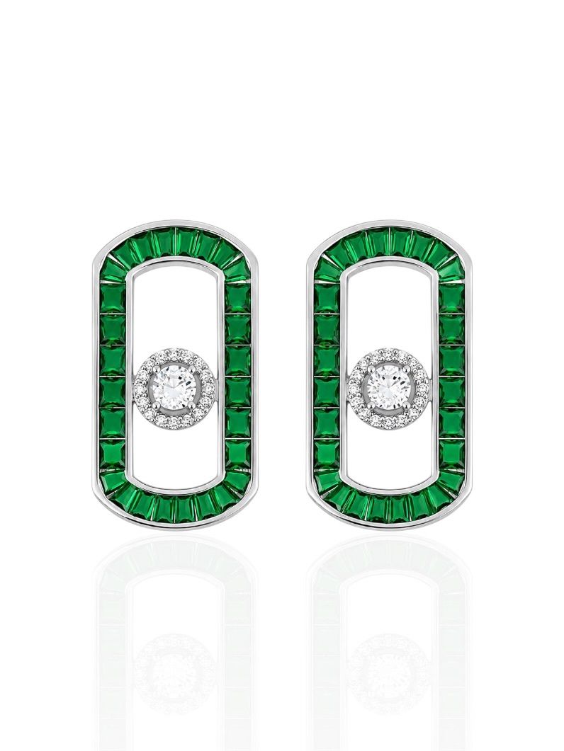 Brinco Folheado a Ouro 18k e Prata Cravejado Com Microzirconia Coloridos