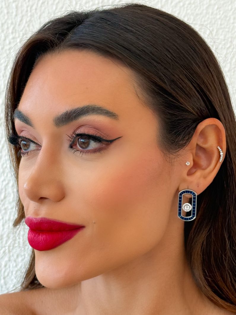Brinco Folheado a Ouro 18k e Prata Cravejado Com Microzirconia Coloridos