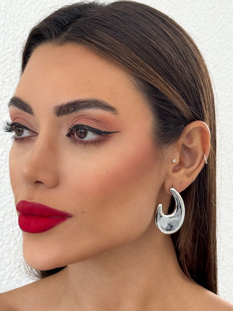 Brinco Folheado a Ouro 18k e Prata Design Anzol Liso