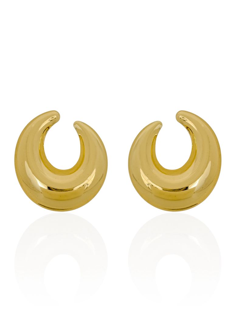 Brinco Folheado a Ouro 18k e Prata Design Anzol Liso