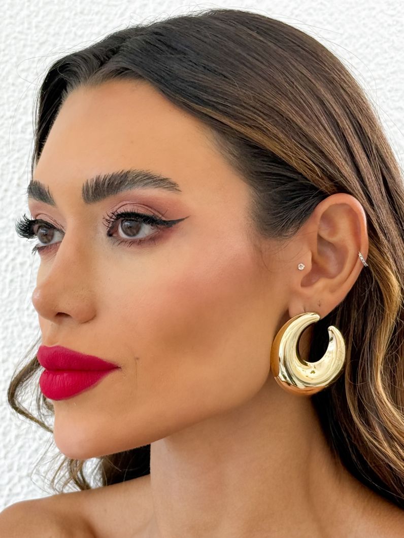 Brinco Folheado a Ouro 18k e Prata Design Anzol Liso