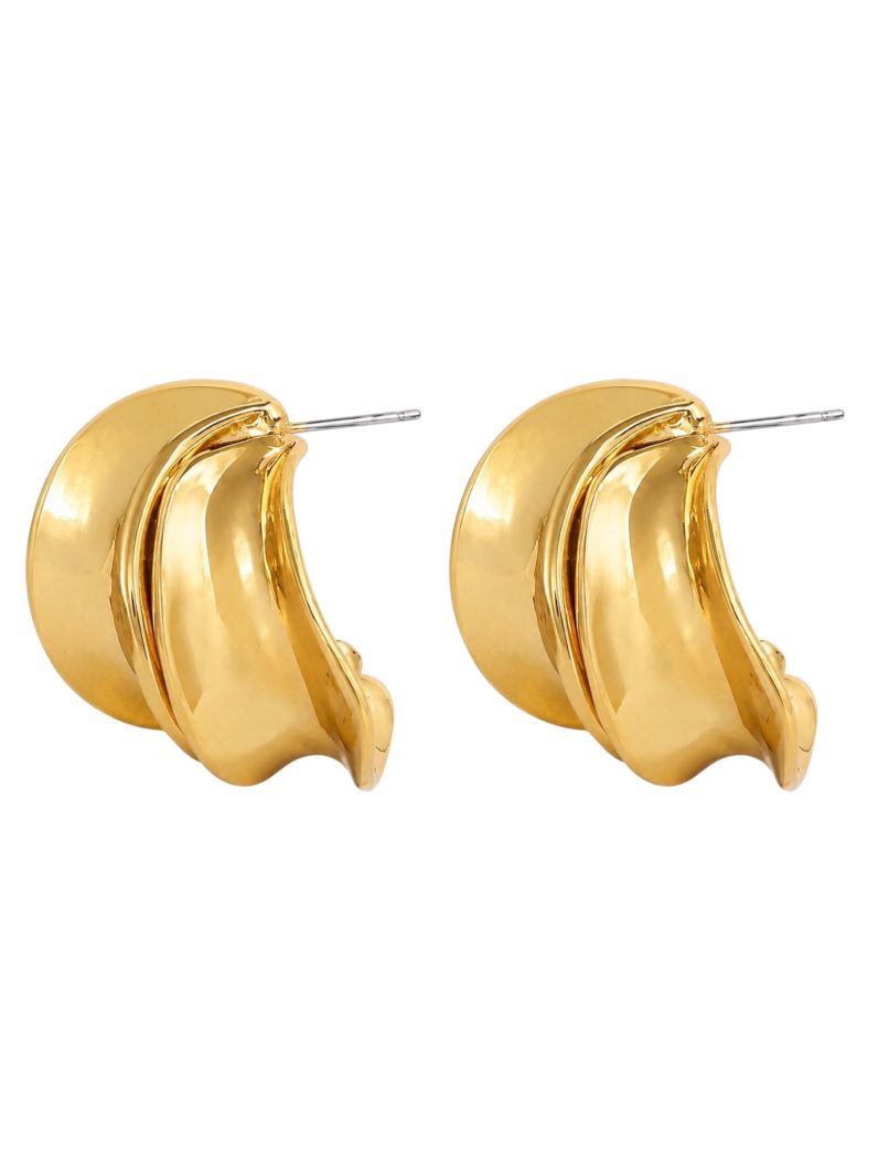 Brinco Folheado a Ouro 18k e Prata Design Argola Martelado