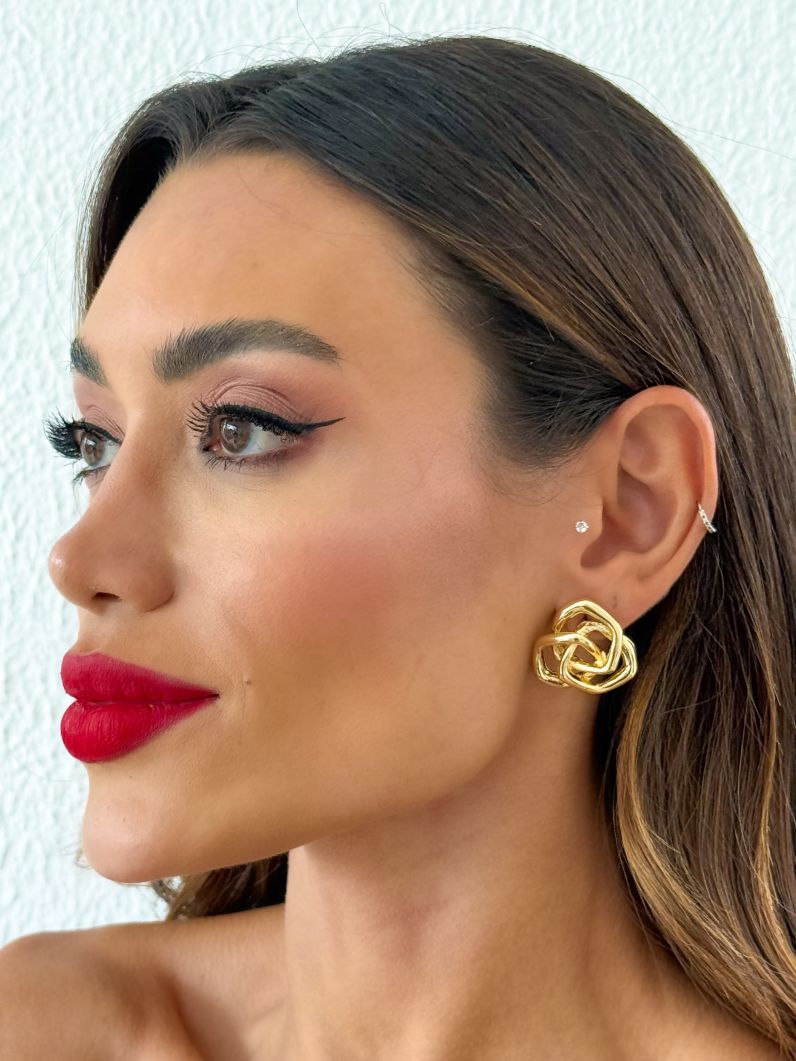Brinco Folheado a Ouro 18k e Prata Design Aros Organicos