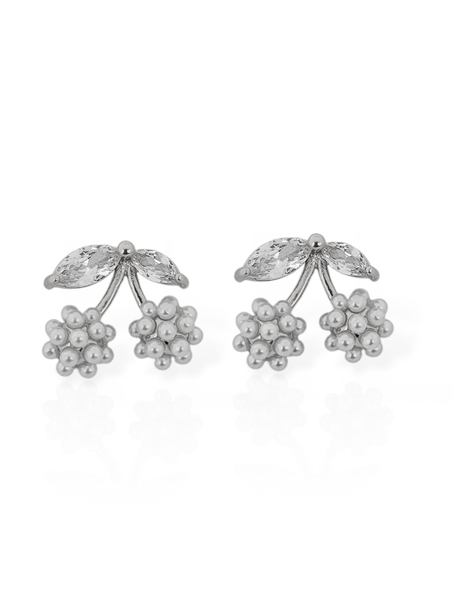 Brinco Folheado a Ouro 18k e Prata Design Cereja Com Cristal