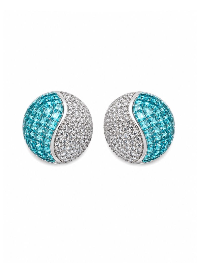 Brinco Folheado a Ouro 18k e Prata Design Circulo Cravejado
