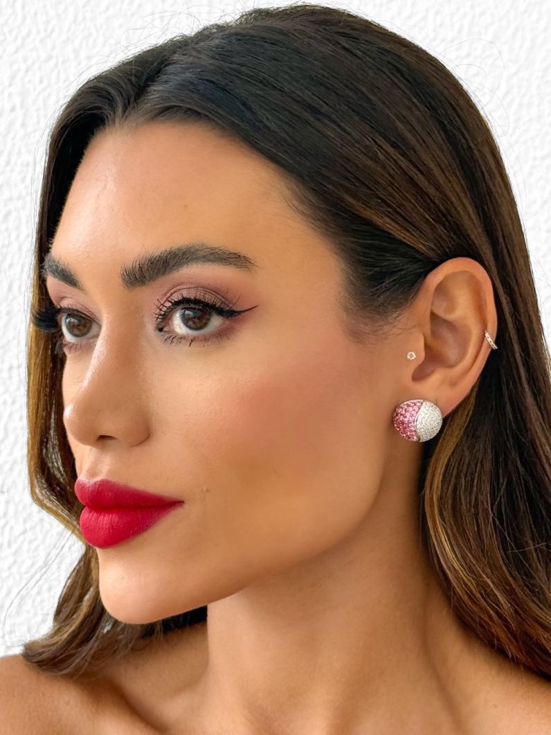 Brinco Folheado a Ouro 18k e Prata Design Circulo Cravejado