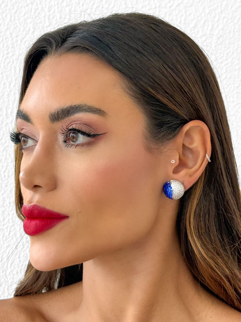 Brinco Folheado a Ouro 18k e Prata Design Circulo Cravejado