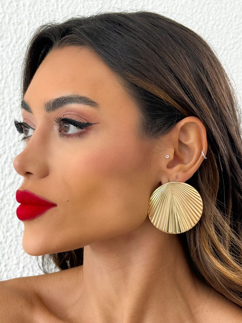 Brinco Folheado a Ouro 18k e Prata Design Circulo Texturizado