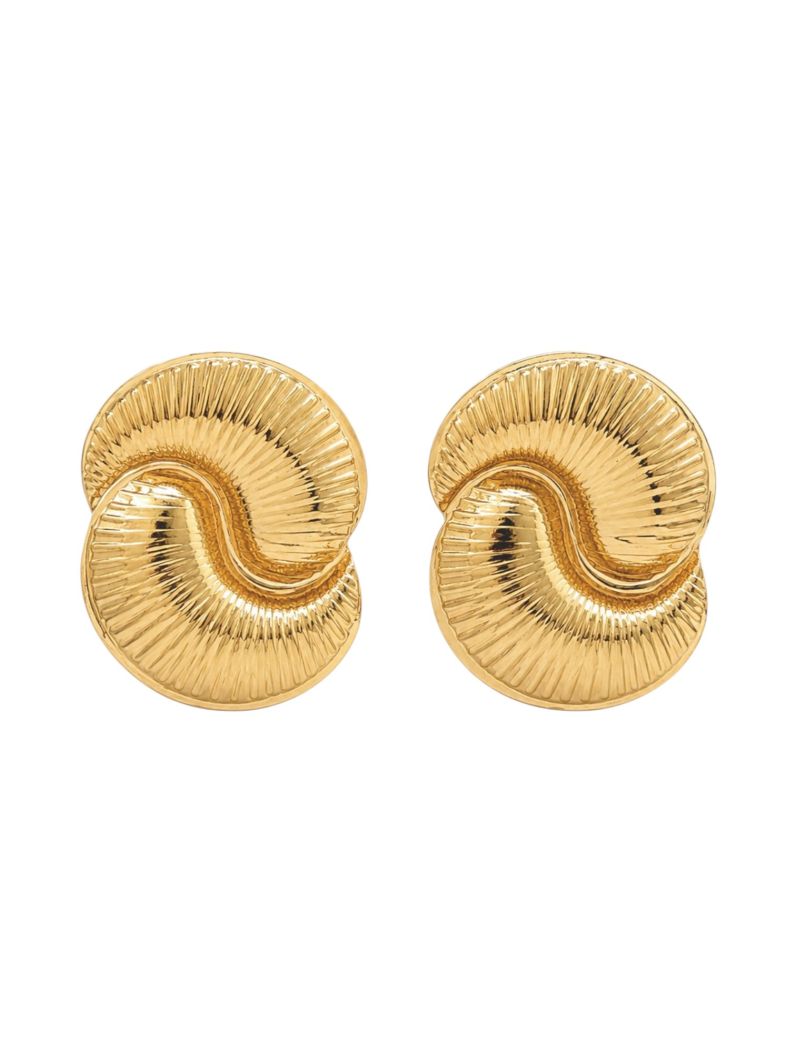 Brinco Folheado a Ouro 18k e Prata Design Espiral Detalhada