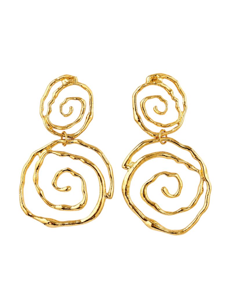 Brinco Folheado a Ouro 18k e Prata Design Espiral Organica