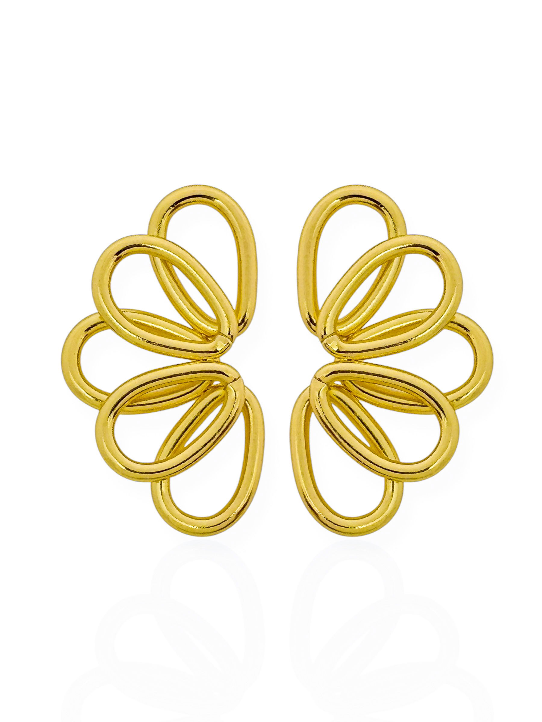 Brinco Folheado a Ouro 18k e Prata Design Flor Vazada