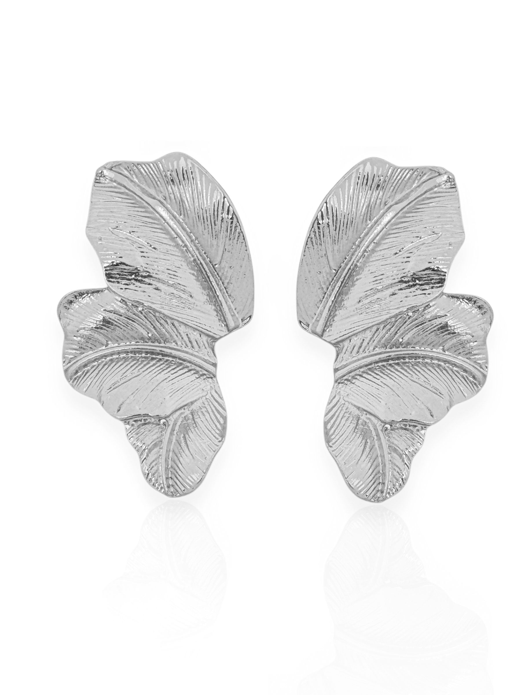 Brinco Folheado a Ouro 18k e Prata Design Folha Texturizada