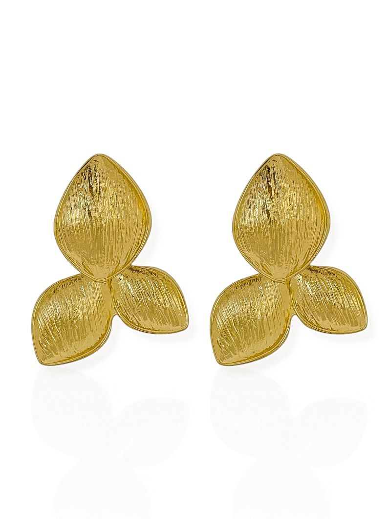 Brinco Folheado a Ouro 18k e Prata Design Folha Texturizada